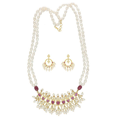 "Harita 2 Lines Pearl Necklace - JPAPL-23-14 - Click here to View more details about this Product